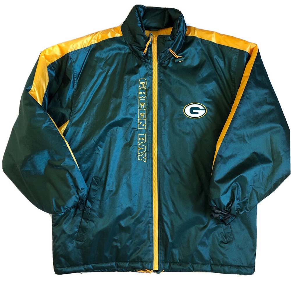 Vintage Green Bay Packers Logo Athletic Puffer Coat Jacket Large Pro Line Game